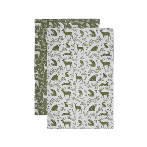 Ulster Weavers Cotton Tea Towel Forest Friends Sage 2-Pack