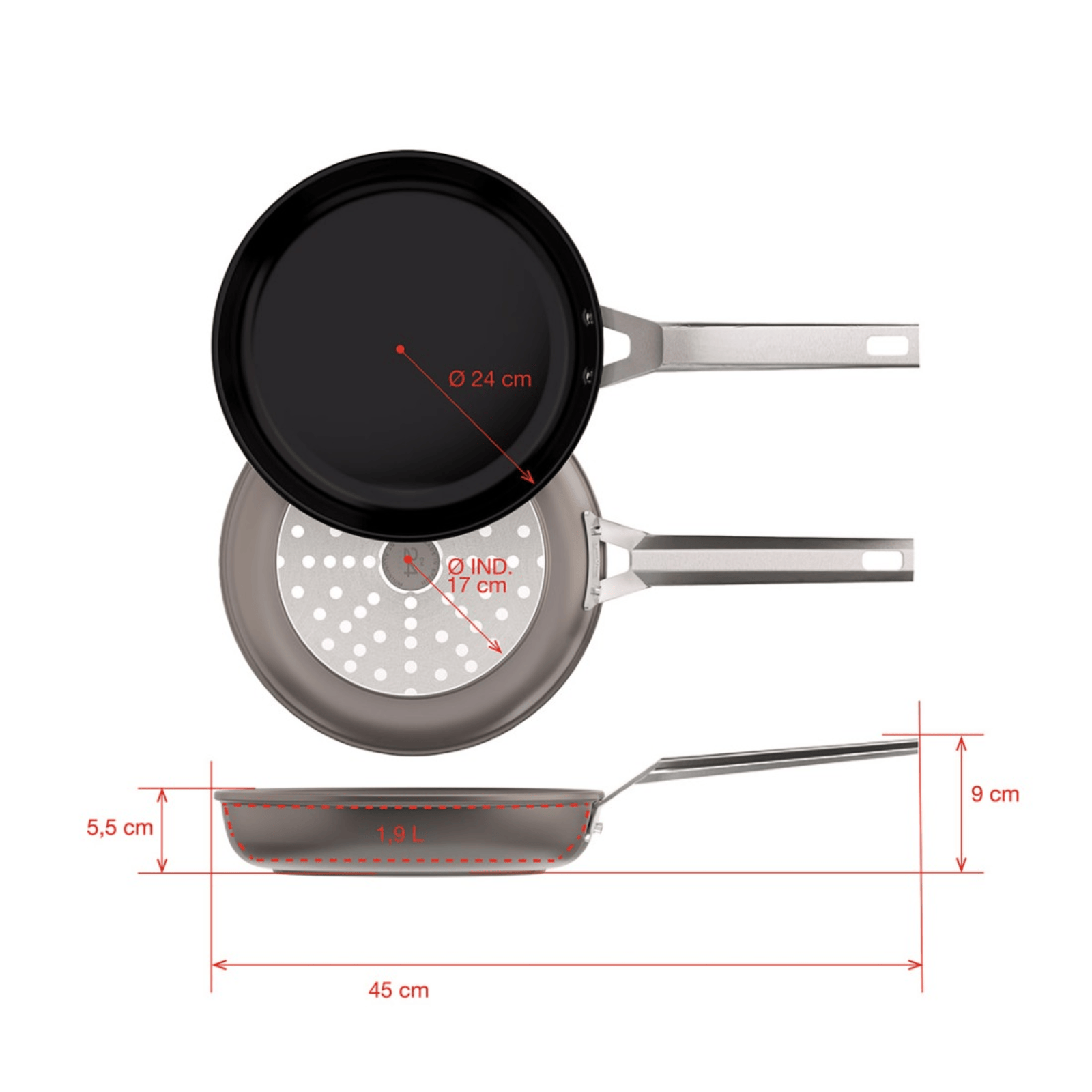 Valira Air Ceramic Induction Non-Stick Frying Pan 24cm