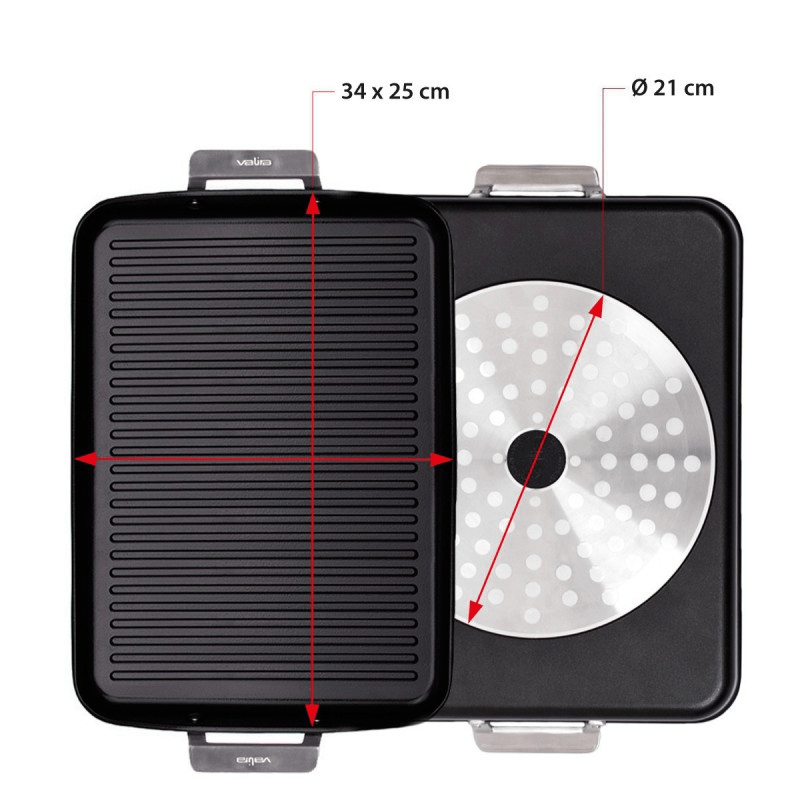 Valira Air Induction Non-Stick Grill Pan with Side Handles 34cm x 25cm + Silicone Handle Covers The Homestore Auckland