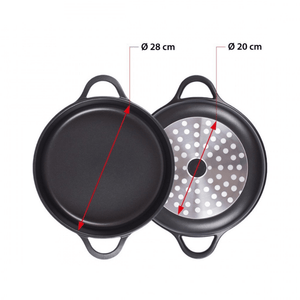 Valira Induction Non-Stick Shallow Casserole 28cm + Lid + Silicone Handle Covers The Homestore Auckland