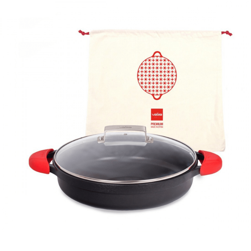 Valira Induction Non-Stick Shallow Casserole 28cm + Lid + Silicone Handle Covers The Homestore Auckland