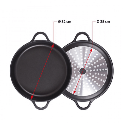 Valira Induction Non-Stick Shallow Casserole 32cm + Lid + Silicone Handle Covers The Homestore Auckland