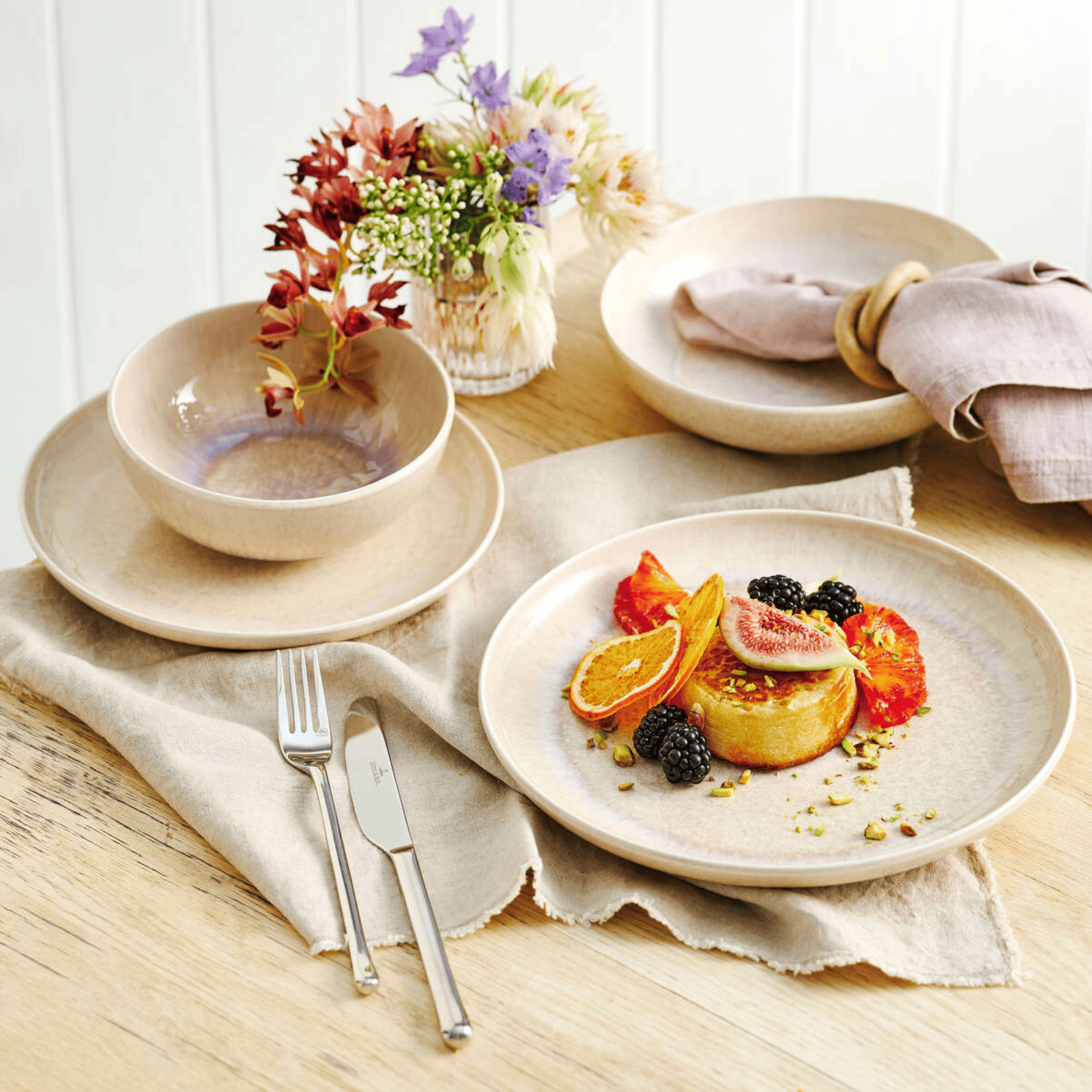 Villeroy & Boch Perlemor Sand Dinner Set for One 4-Piece