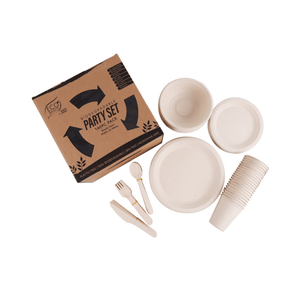 White Magic Eco Basics Biodegradable Party Set 140-Piece