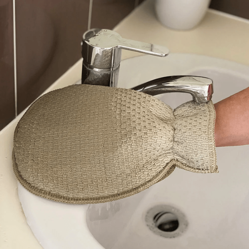 White Magic Eco Cloth Bathroom Glove Pebble