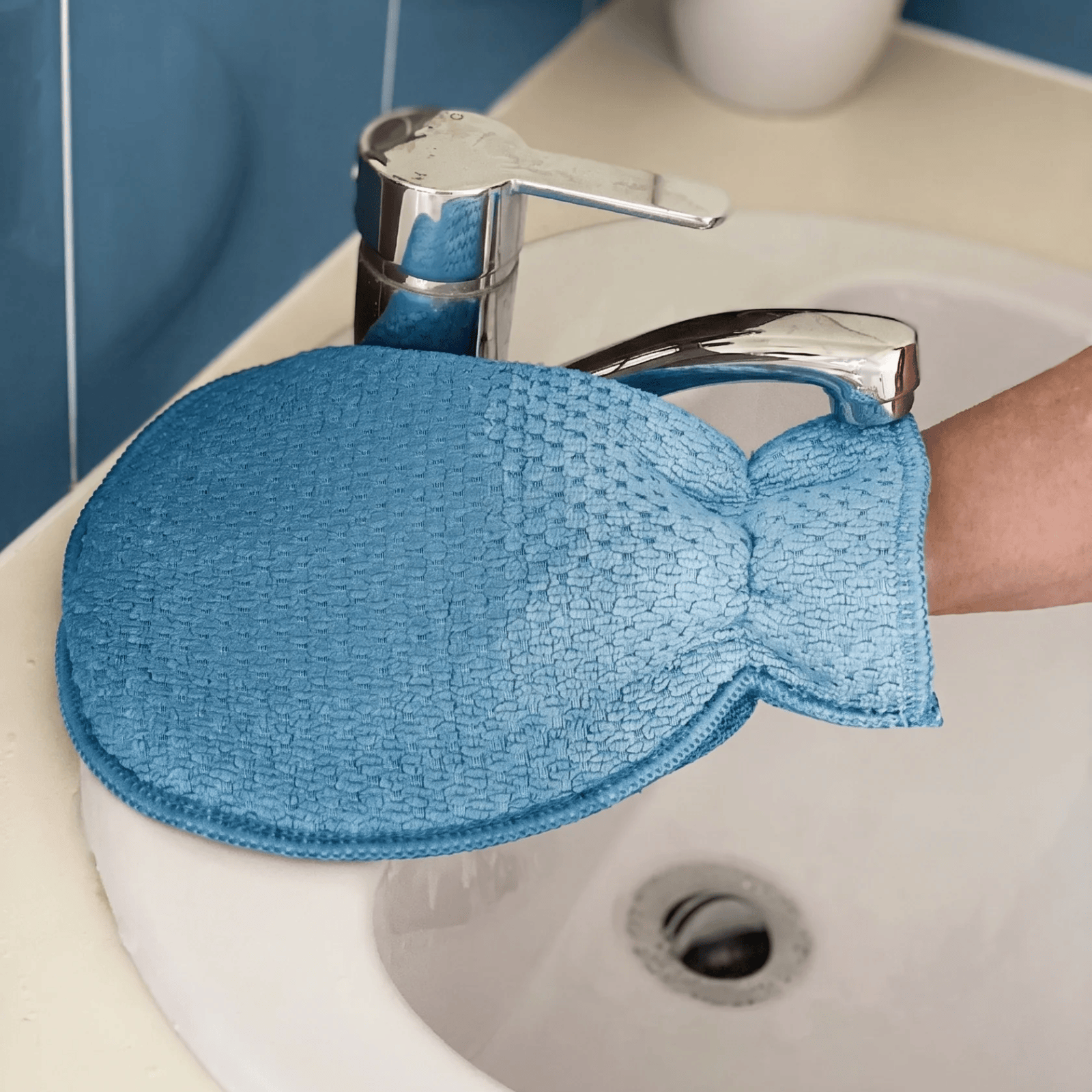 White Magic Eco Cloth Bathroom Glove Sea Blue