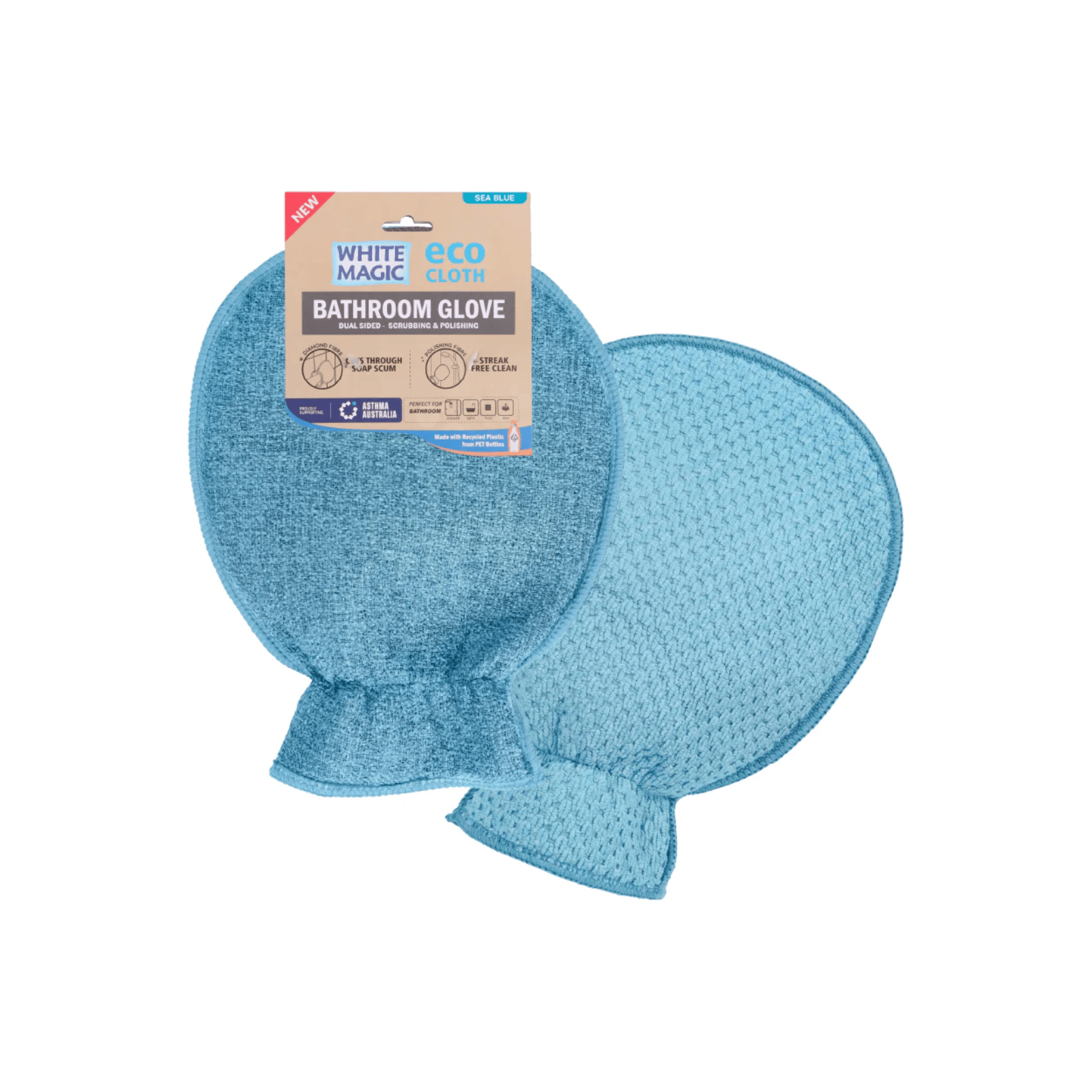 White Magic Eco Cloth Bathroom Glove Sea Blue