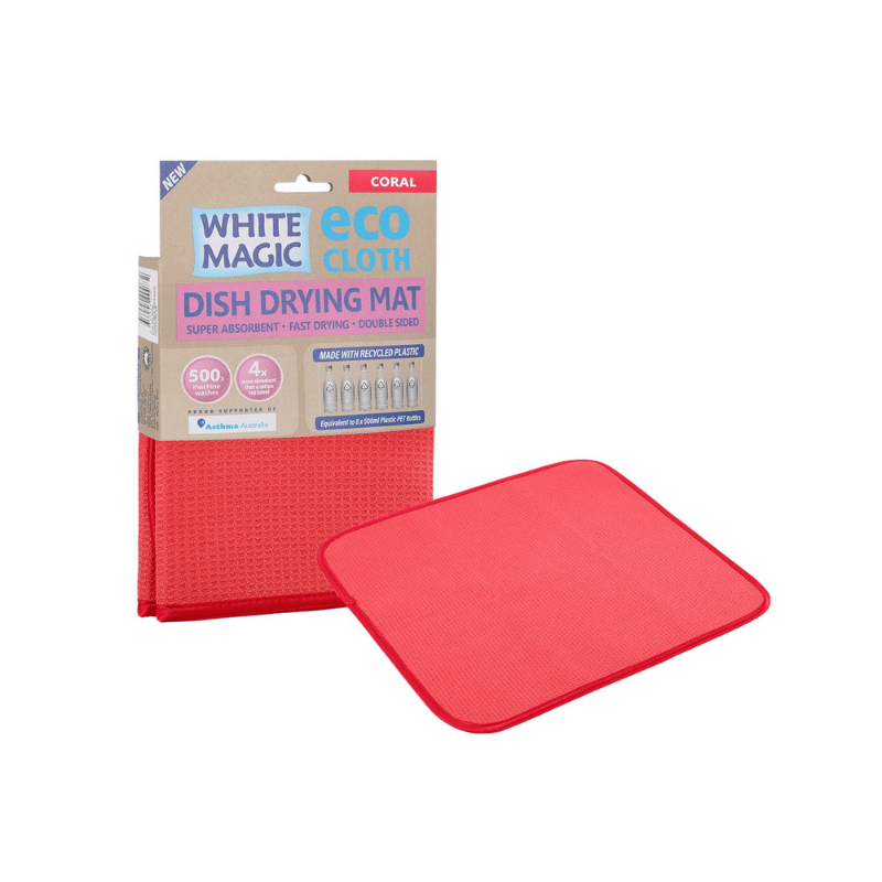 White Magic Eco Cloth Dish Drying Mat Coral