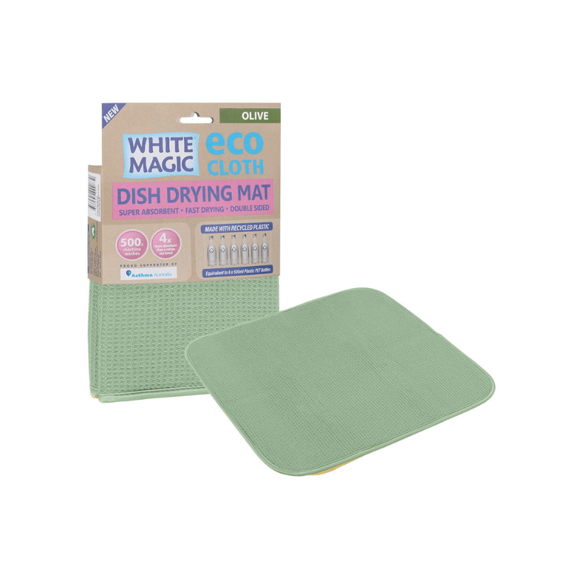 White Magic Eco Cloth Dish Drying Mat Olive The Homestore Auckland