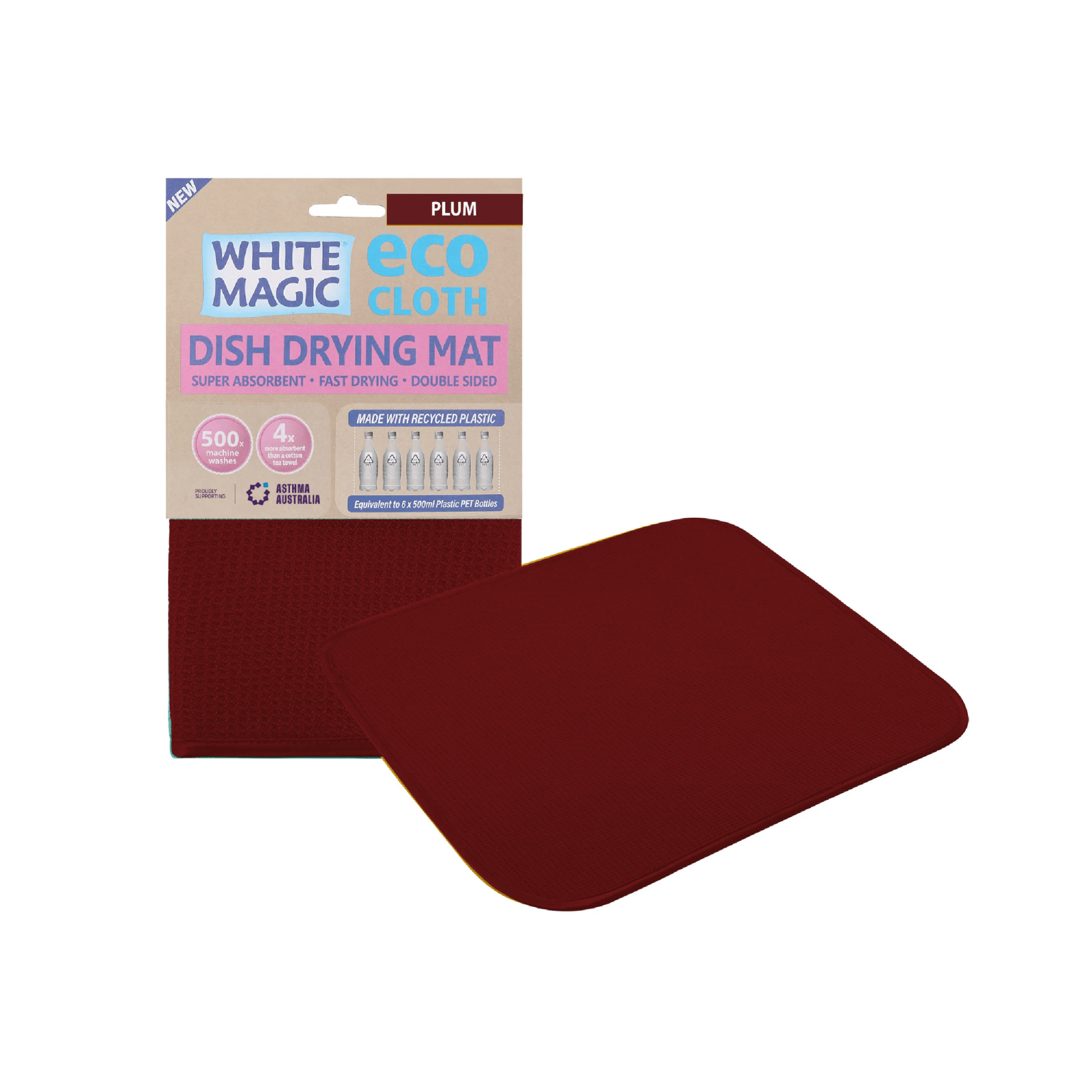 White Magic Eco Cloth Dish Drying Mat Plum