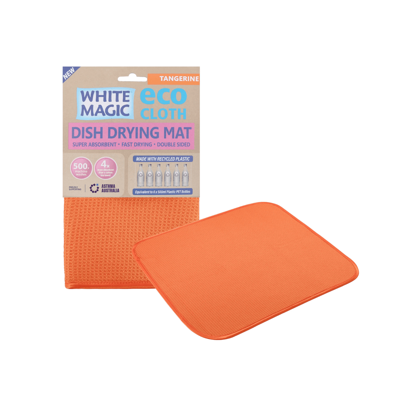 White Magic Eco Cloth Dish Drying Mat Tangerine