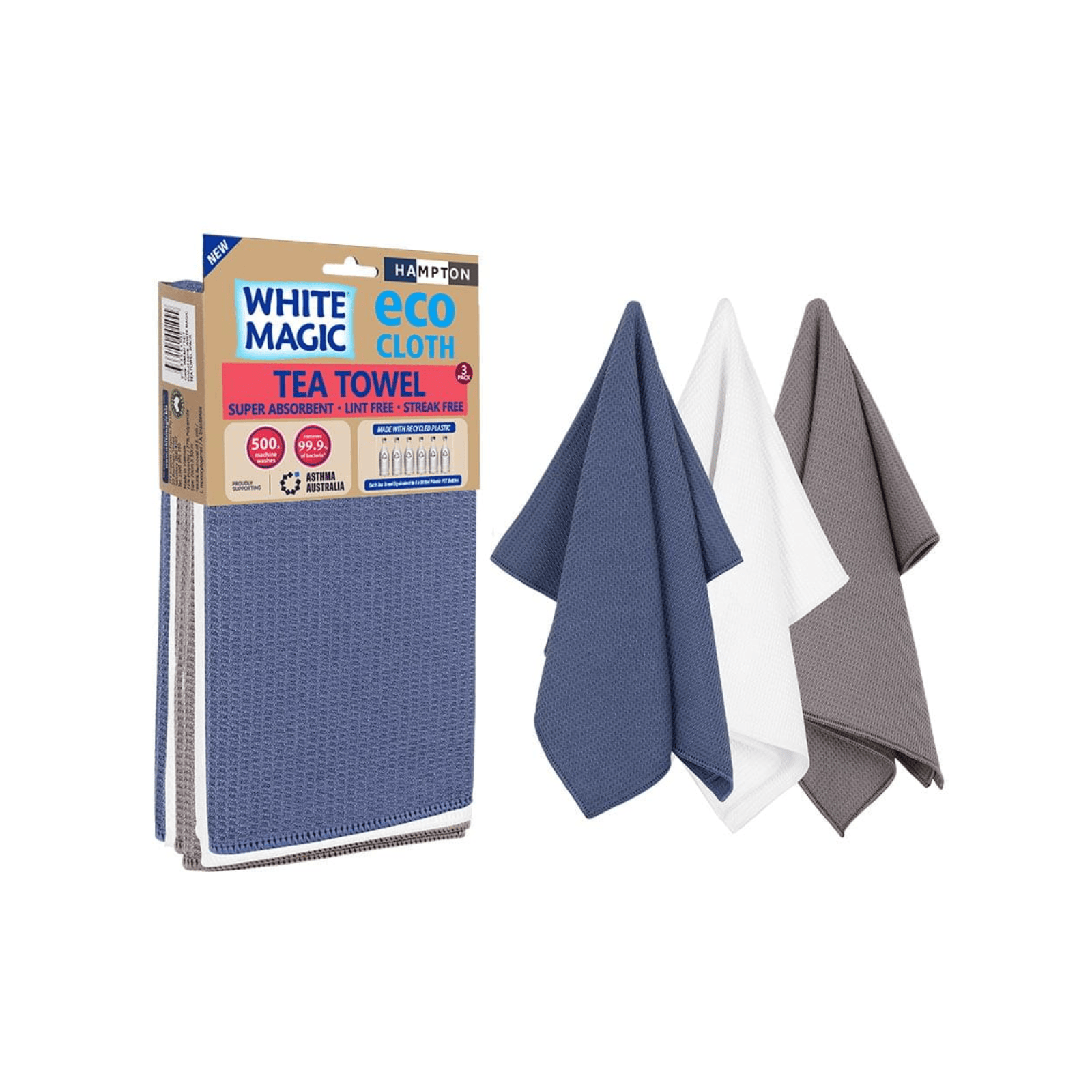 White Magic Eco Cloth Tea Towel 3-Pack Hampton