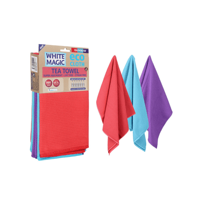 White Magic Eco Cloth Tea Towel 3-Pack Rainbow