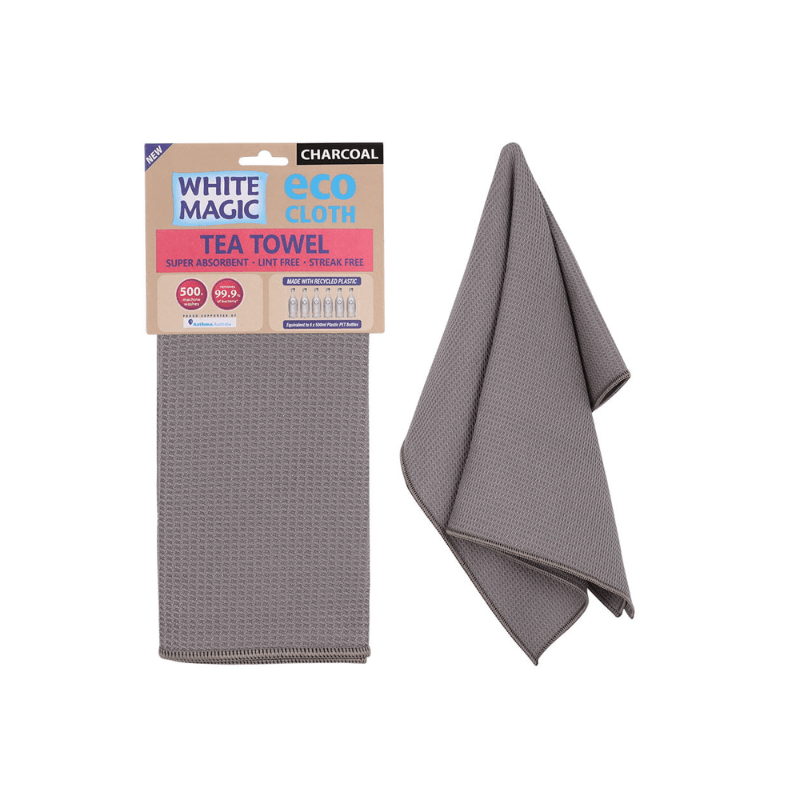 White Magic Eco Cloth Tea Towel Charcoal