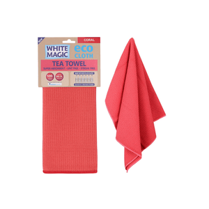 White Magic Eco Cloth Tea Towel Coral