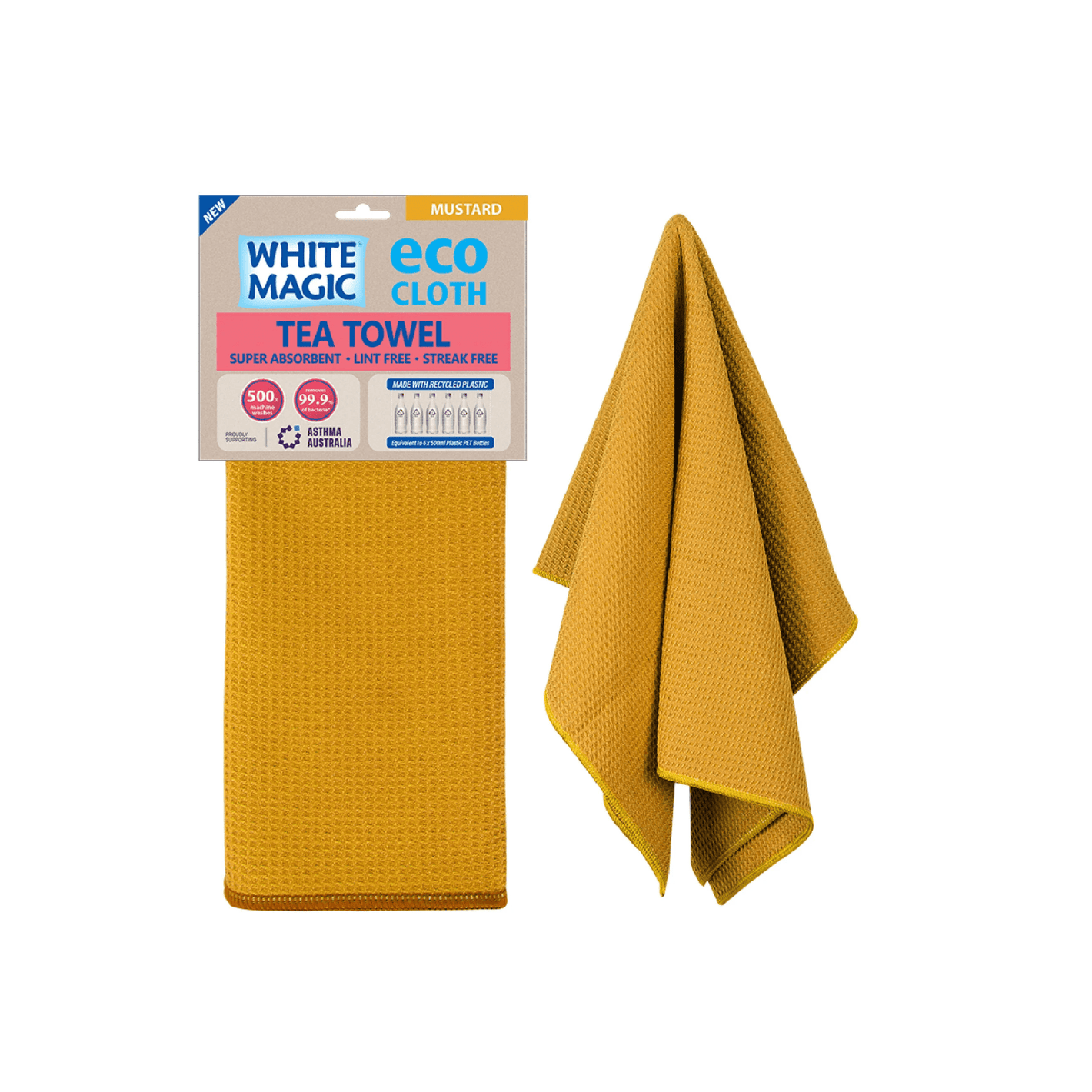 White Magic Eco Cloth Tea Towel Mustard