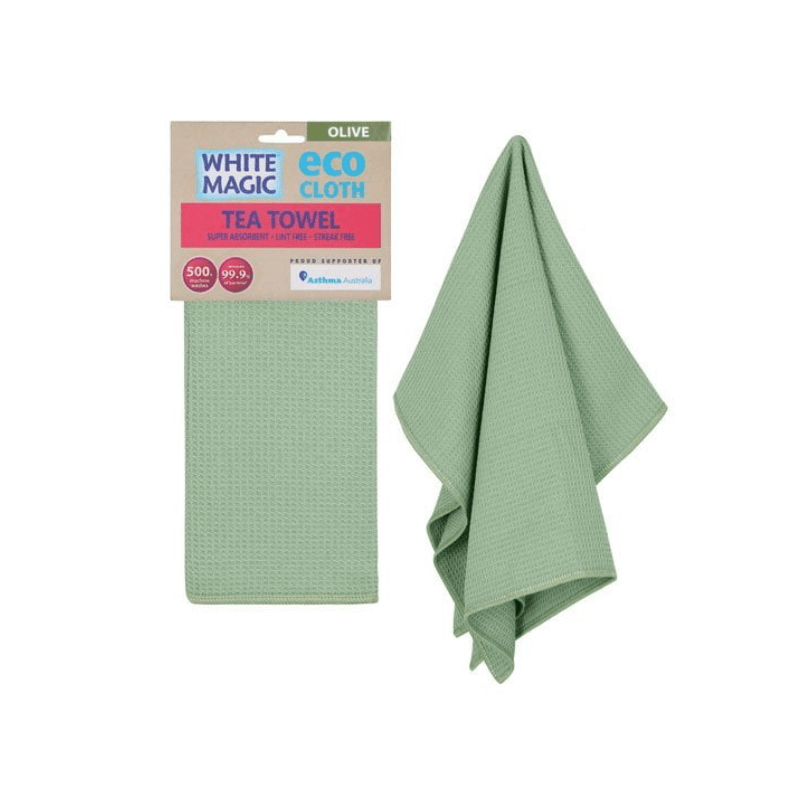 White Magic Eco Cloth Tea Towel Olive