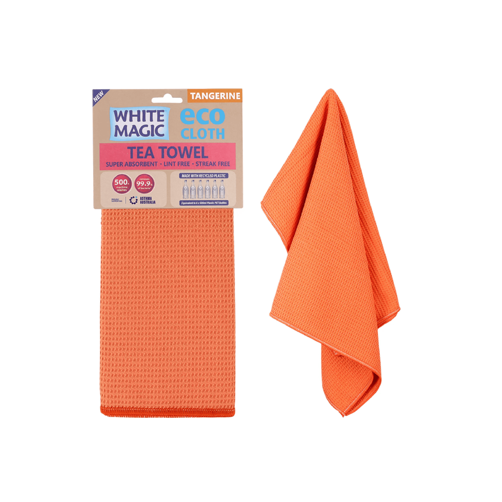 White Magic Eco Cloth Tea Towel Tangerine