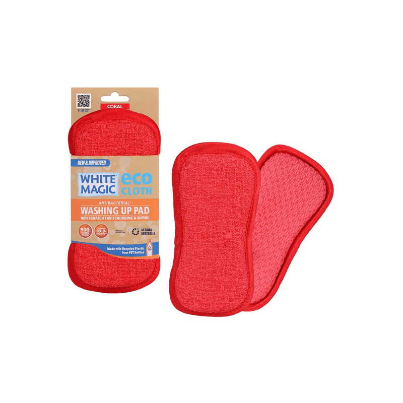 White Magic Eco Cloth Washing Up Pad Coral