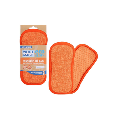White Magic Eco Cloth Washing Up Pad Tangerine