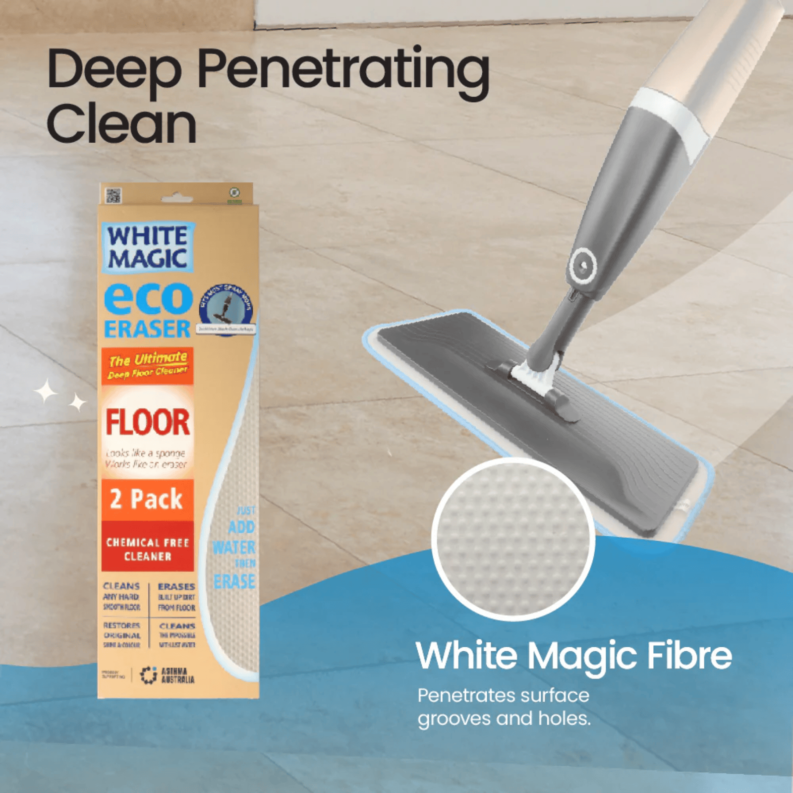 White Magic Eco Eraser Floor Eraser Sponge 2-Pack