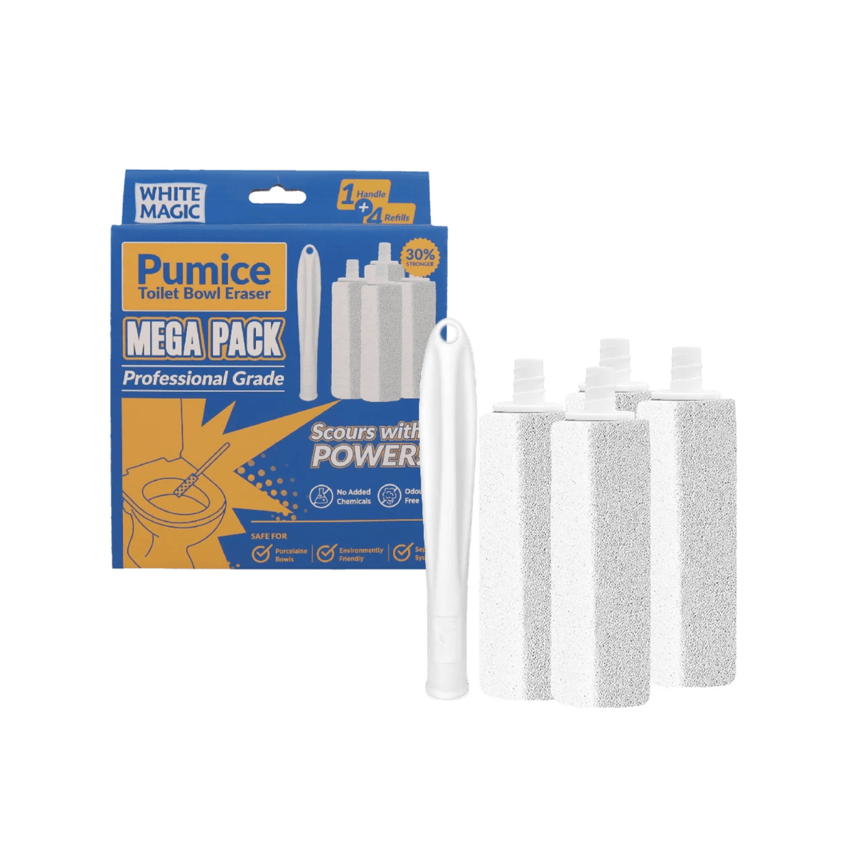 White Magic Pumice Toilet Bowl Eraser Mega 4-Pack