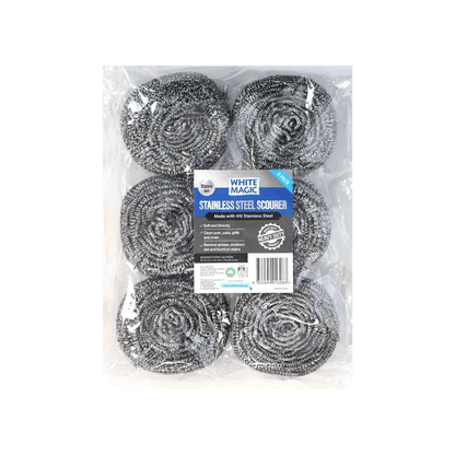 White Magic Stainless Steel Scourer 6-Pack