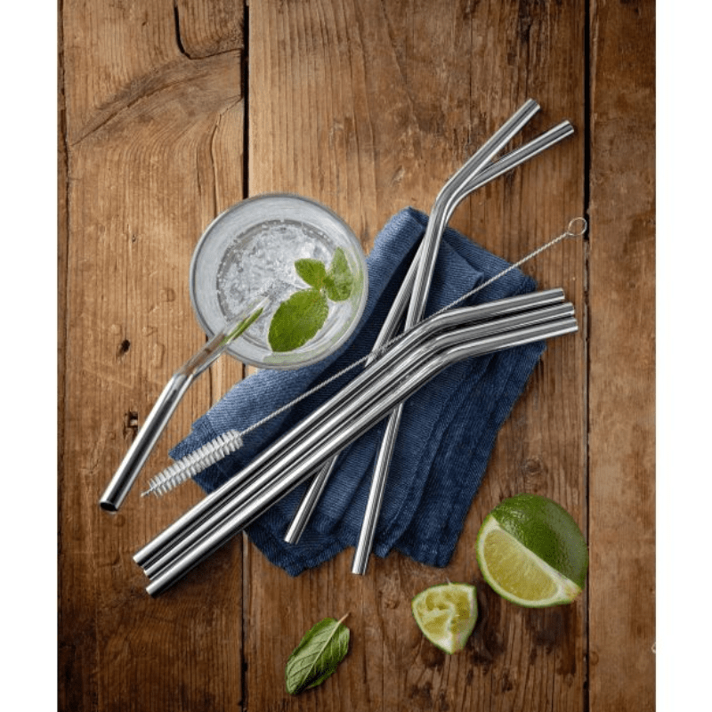 WMF Baric Reusable Straws Set 6-Piece 14cm + Cleaning Brush The Homestore Auckland