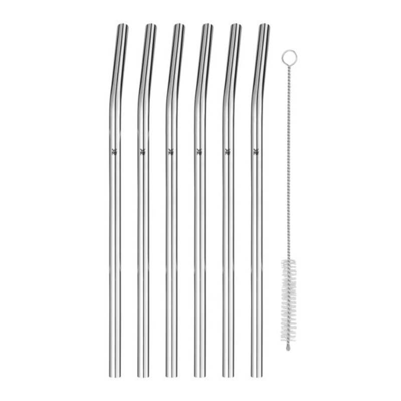 WMF Baric Reusable Straws Set 6-Piece 24cm with Cleaning Brush