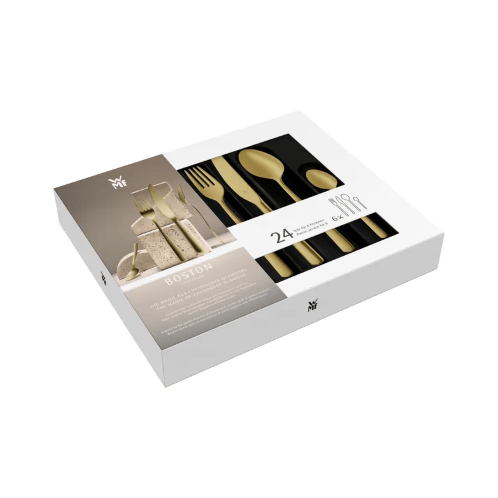 WMF Boston Cutlery Set 24-Piece Champagne Gold