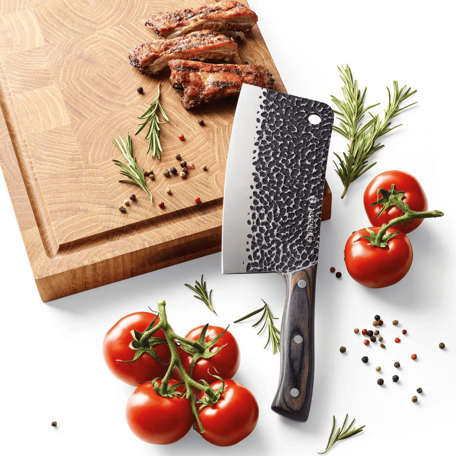 Zassenhaus Cleaver Chef's Knife 17cm with Leather Sheath