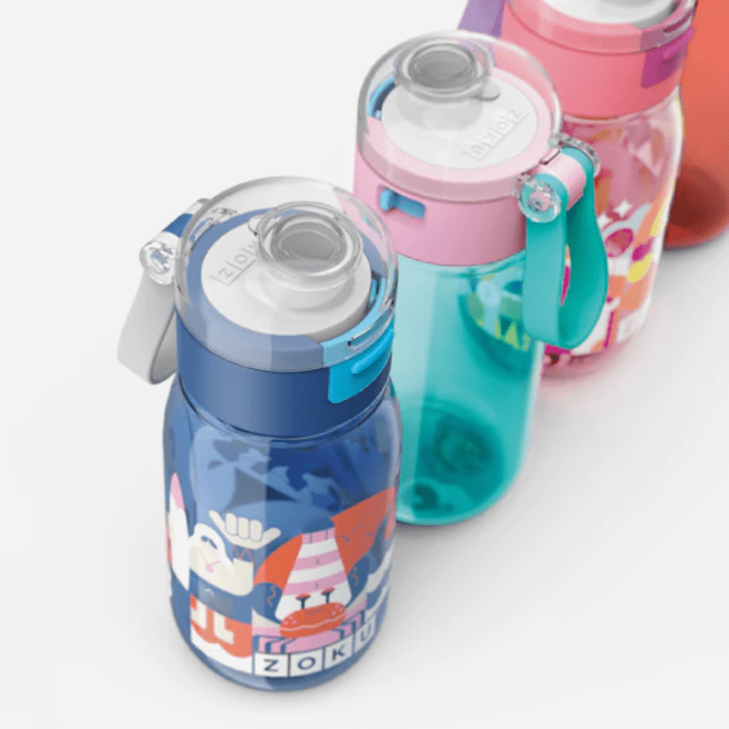 ZOKU Kids Flip Gulp Bottle 465ml Blue