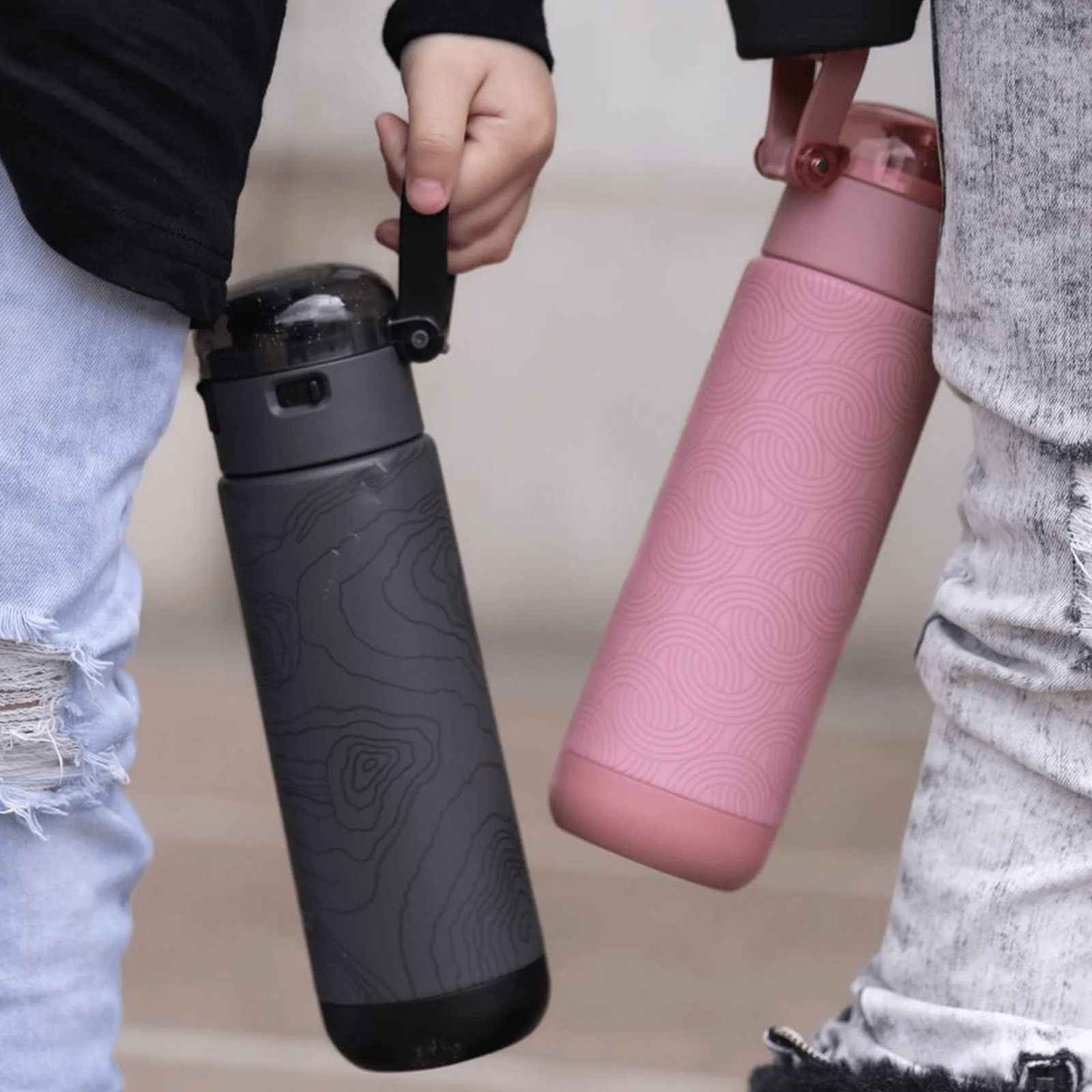 ZOKU Stainless Sports Bottle 500ml Pink Geometric