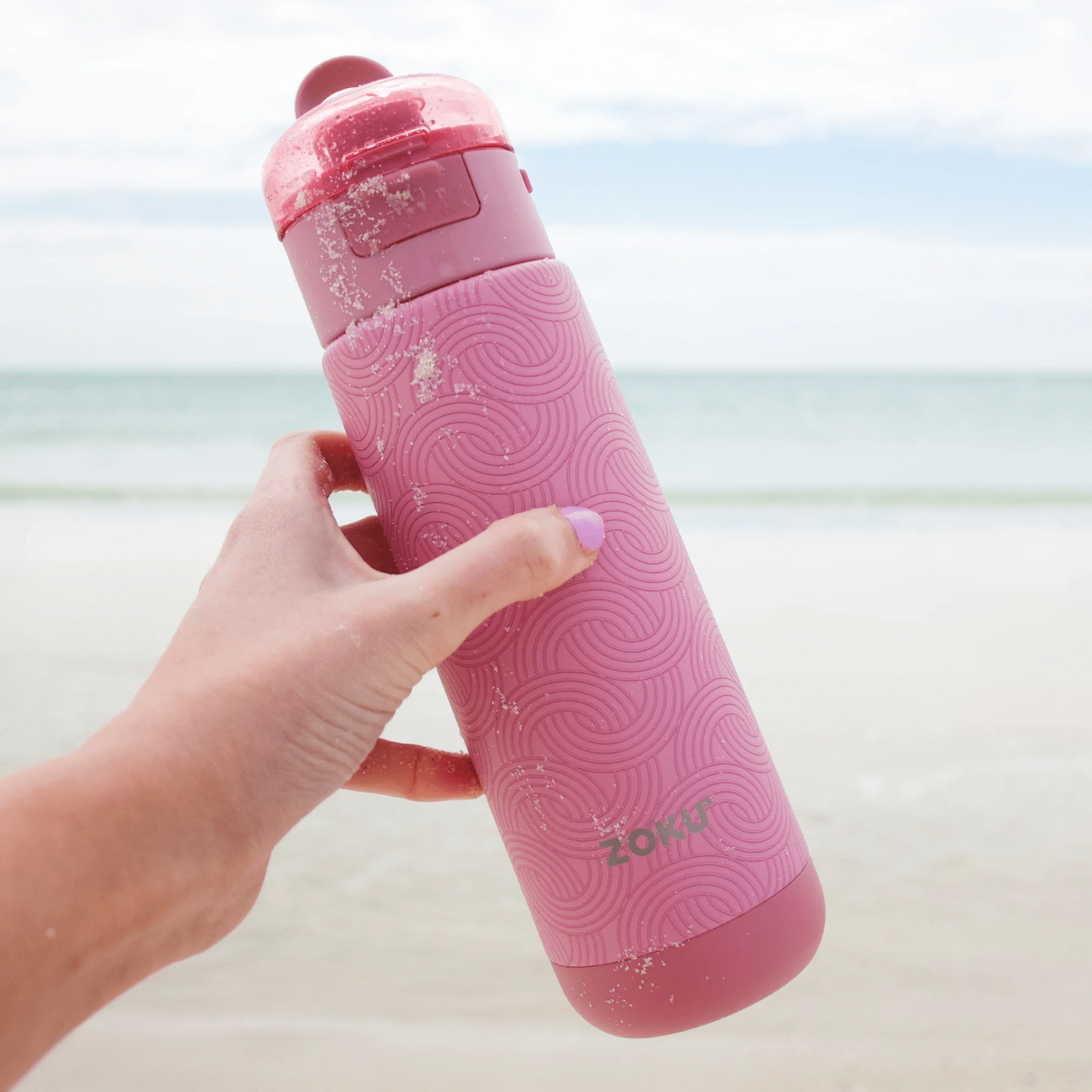 ZOKU Stainless Sports Bottle 500ml Pink Geometric