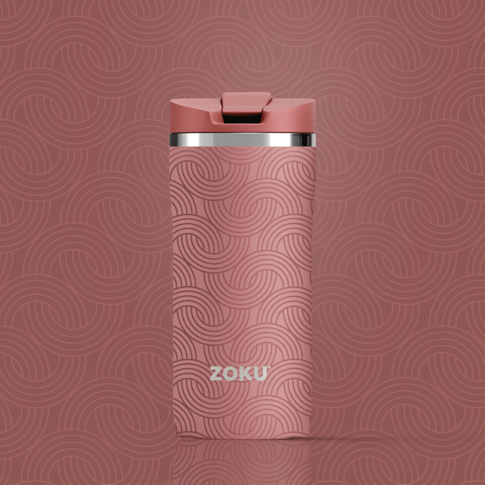 ZOKU Stainless Travel Mug 355ml Pink Geometric