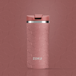 ZOKU Stainless Travel Mug 355ml Pink Geometric
