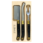 Andre Verdier Laguiole Cheese 3 Piece Set Black/Brass