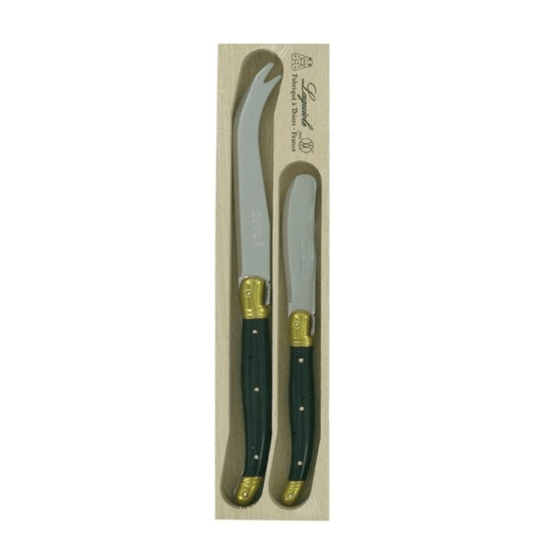 Andre Verdier Laguiole Cheese Knife & Spreader Set Black/Brass