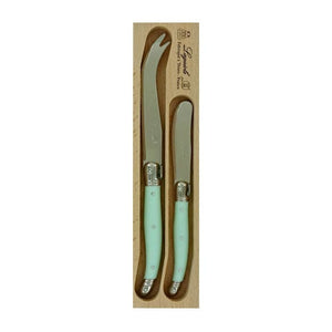 Andre Verdier Laguiole Cheese Knife & Spreader Set Pale Green