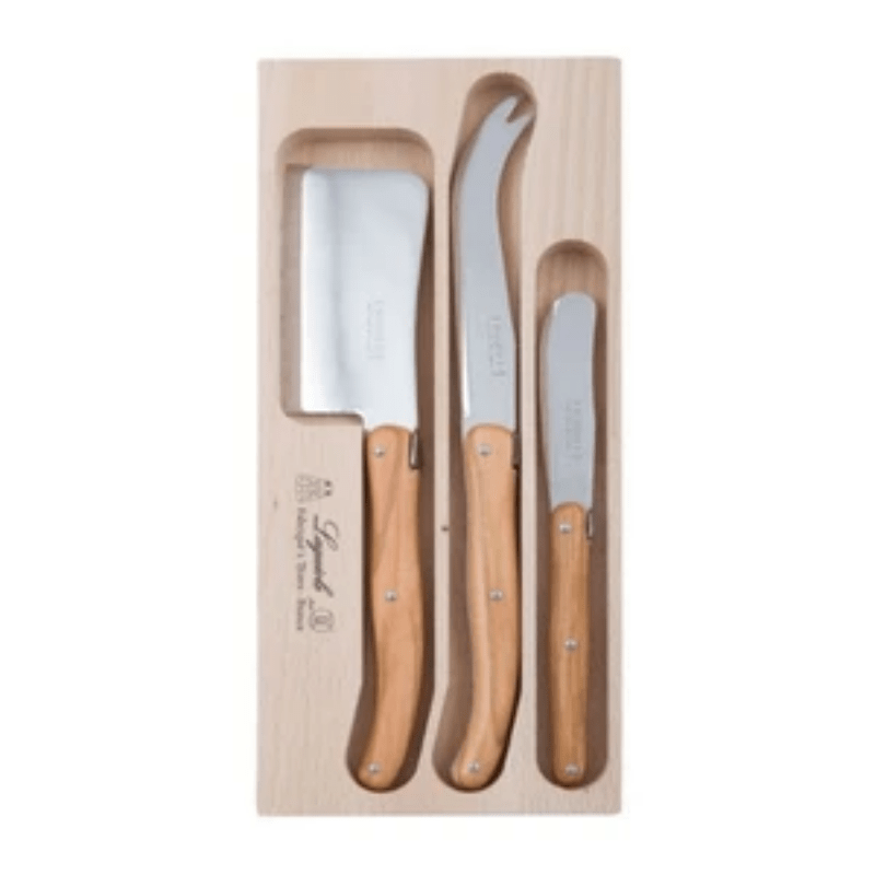 Andre Verdier Laguiole Cheese Set 3 Piece Olivewood