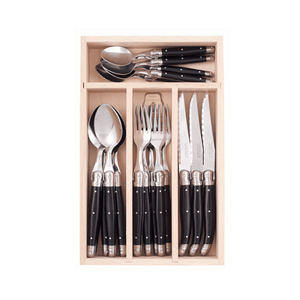 Andre Verdier Laguiole Cutlery Canteen Set 24 Piece Black