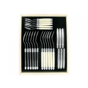 Andre Verdier Laguiole Cutlery Canteen Set 24 Piece Ivory/Stainless Steel/Black