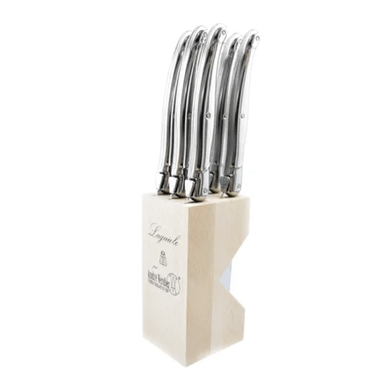 Andre Verdier Laguiole Steak Knife Set Of 6 Stainless Steels Block