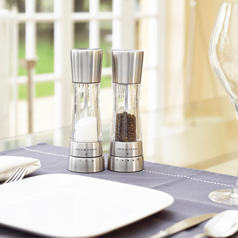 Cole & Mason Derwent Stainless Steel Salt & Pepper Mill 19cm Set of 2