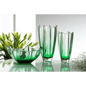 Galway Crystal Dune Emerald Square Vase 30.5cm