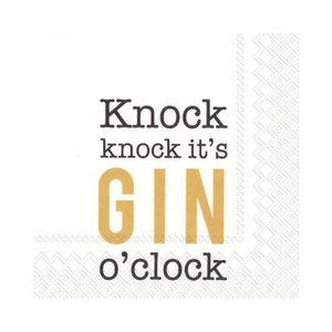 IHR Cocktail Knock Knock It's Gin O'clock Napkins Pack of 20