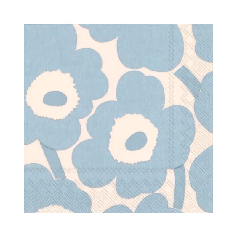 IHR Cocktail Marimekko Unikko Cream Light Blue Napkins Pack of 20