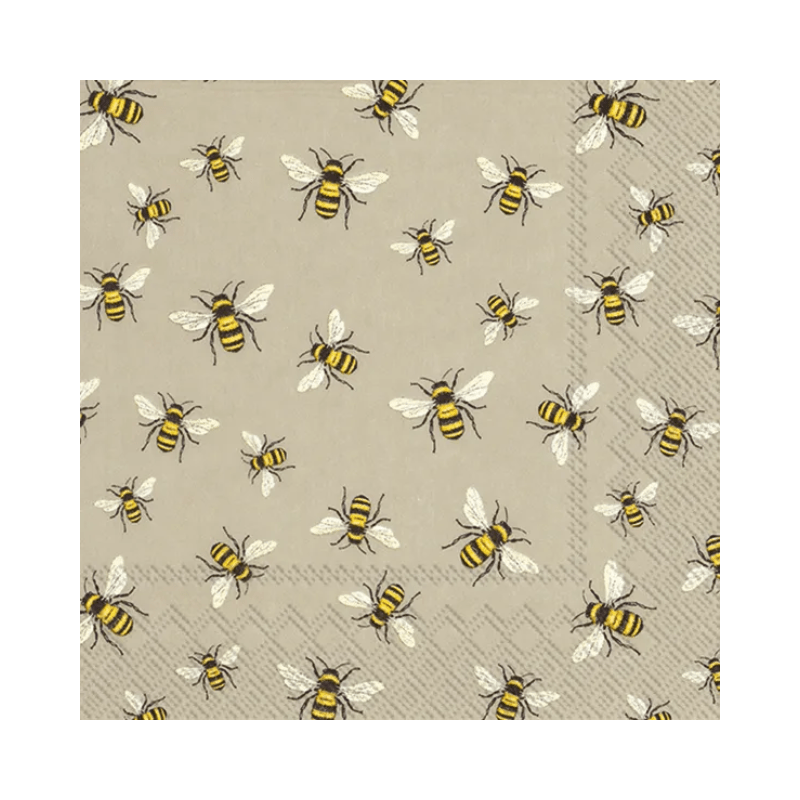 IHR Luncheon Lovely Bees Linen Napkins Pack of 20