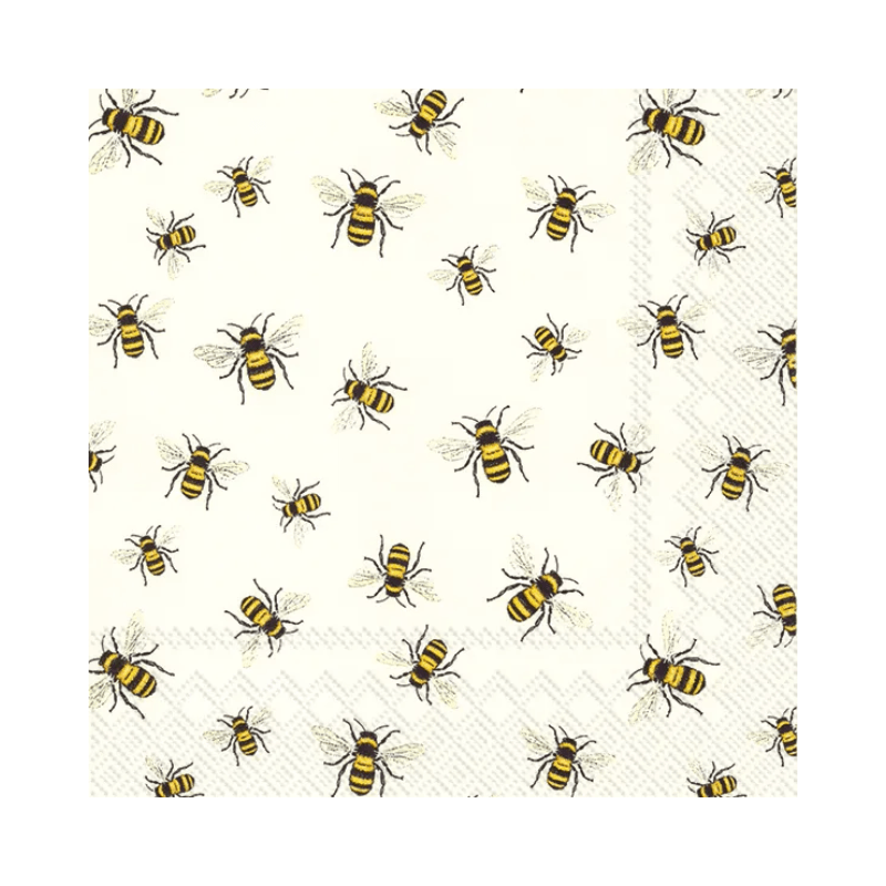 IHR Luncheon Lovely Bees White Napkins Pack of 20