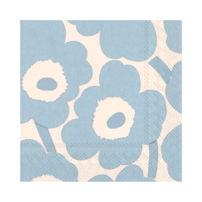 IHR Luncheon Marimekko Unikko Cream Light Blue Napkins Pack of 20